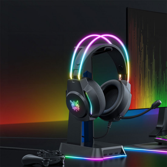 Гейминг Слушалки Onikuma X26, За компютър, Микрофон, RGB Подсветка, 3.5mm, USB