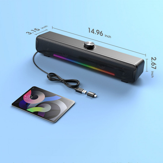 Soundbar Gaming Състема Колона за Компютър  Onikuma L16, 2x5W, Bluetooth, USB, RGB,