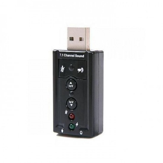 Външна звукова карта Hytech Mini USB 7.1, Черна 